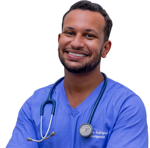 medical professional in blue scrubs smiling
